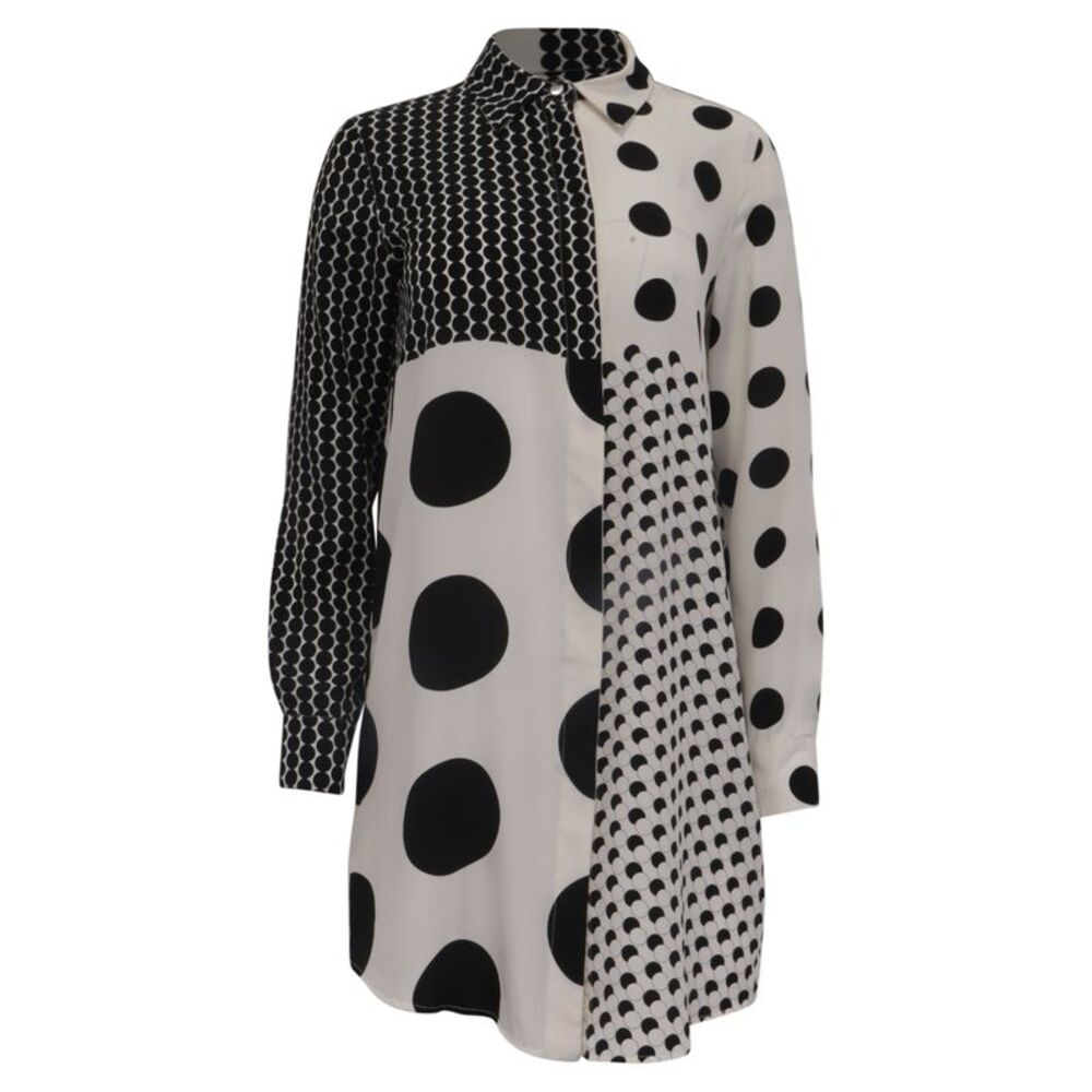 Sportmax Polka Dot Shirt Dress in Multicolor Silk